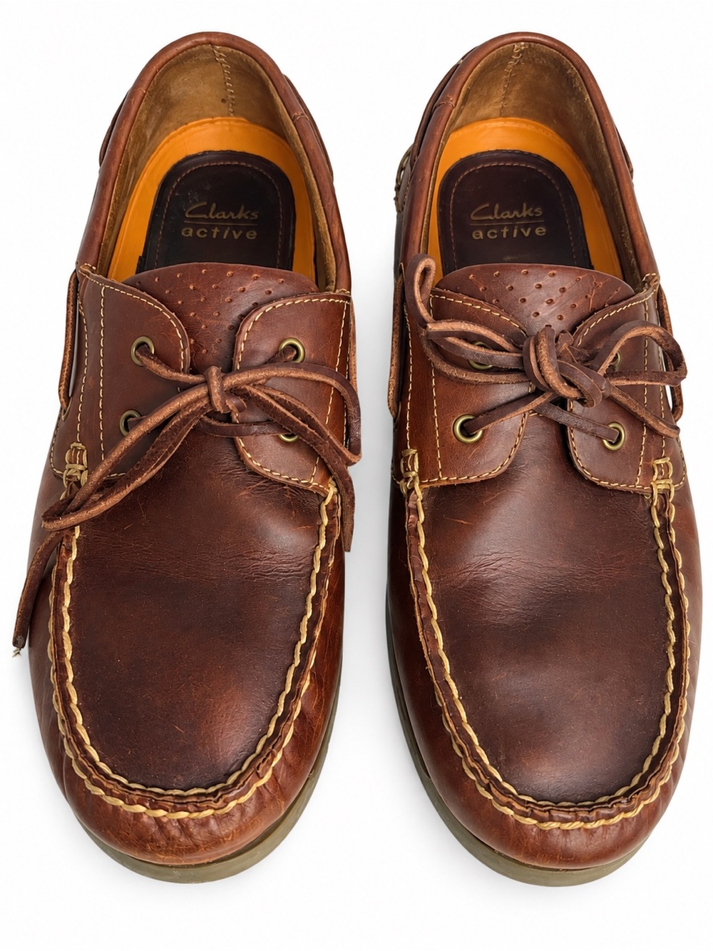 Clarks Active Air Men’s Size 9 Brown Leather Boat Shoes Moc Toe Deck Shoes